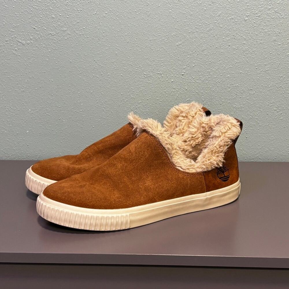 Timberland Women's Skyla Bay Slip-On Shoes Size 7 Brown Suede Faux Fur Lined - Picture 4 of 10